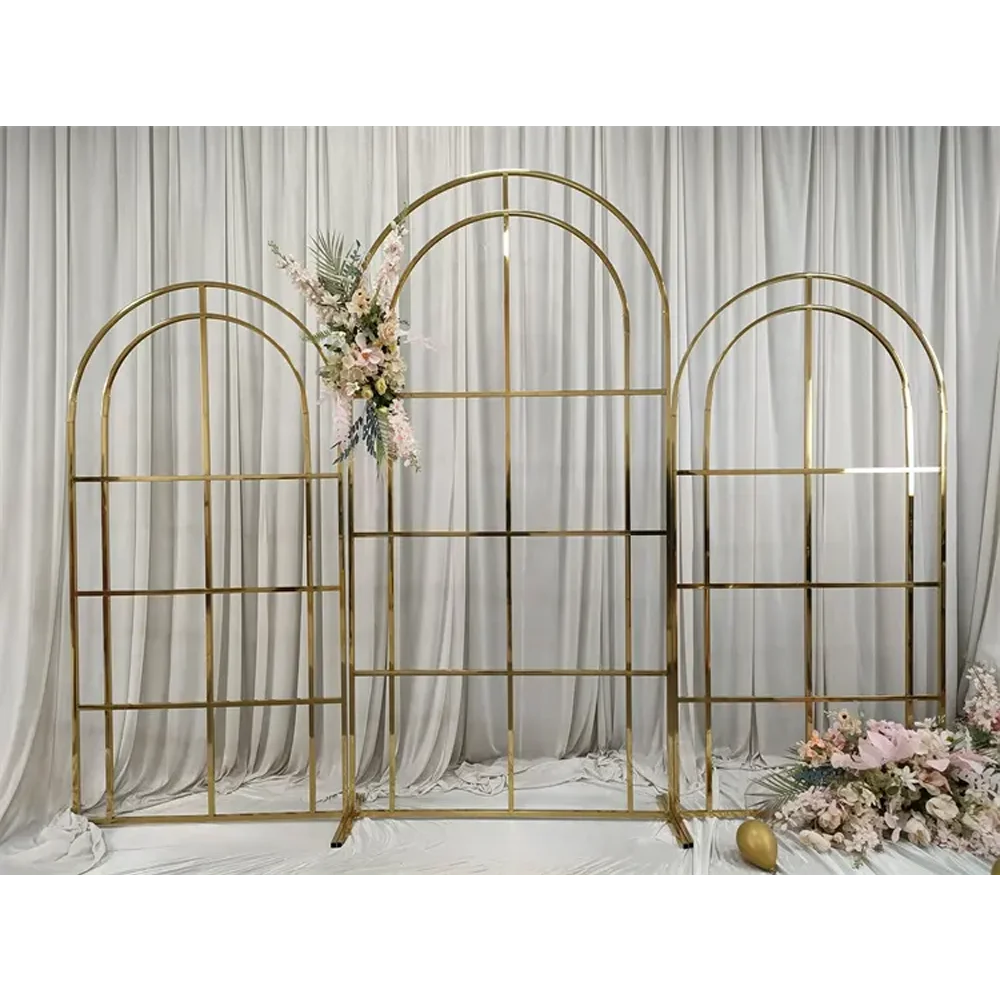 

Event Party Supplies Marriage Decoration Back Drops Metal Gold Flower Arch Frame Backdrop Stand Wedding Arch