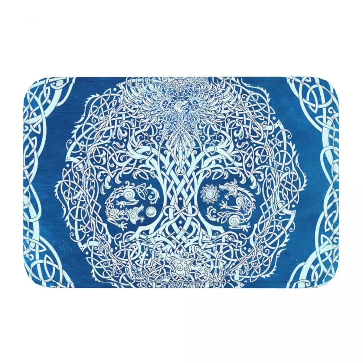 Yggdrasil Tree Of Life Blue Viking Non-Slip Carpet Doormat Living Room Kitchen Mat Entrance Door Home Rug