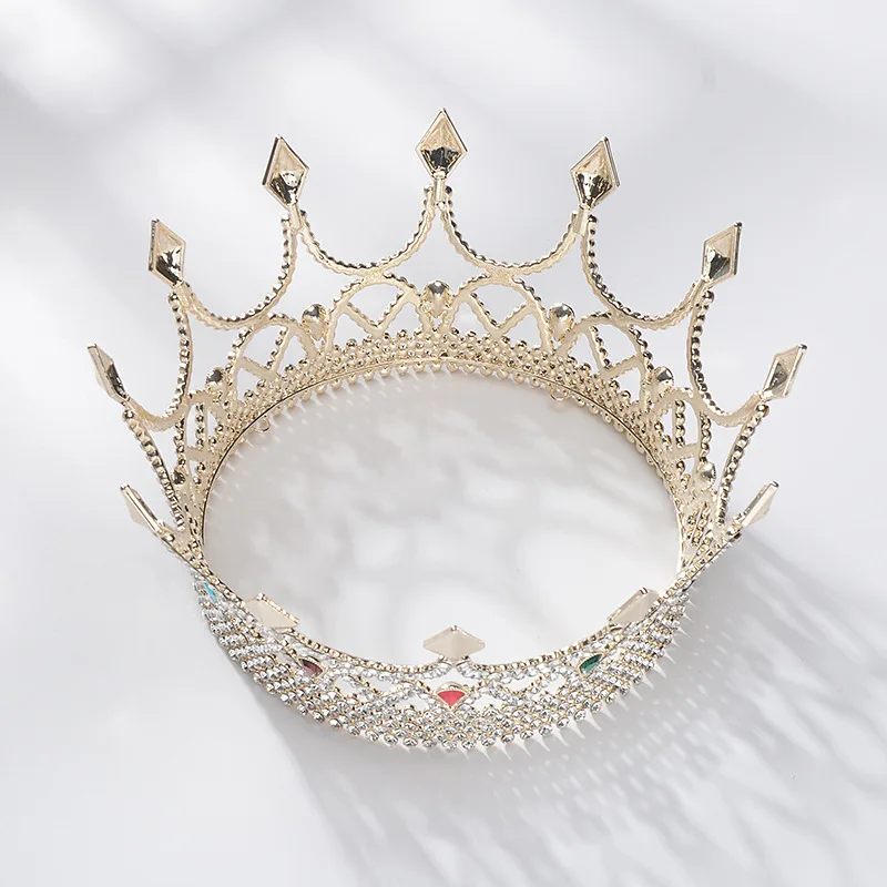 NiuShuya-Couronne de cheveux ronde européenne pour hommes et femmes, roi royal, reine, pièce de sauna de mariage de la mariée, accessoires