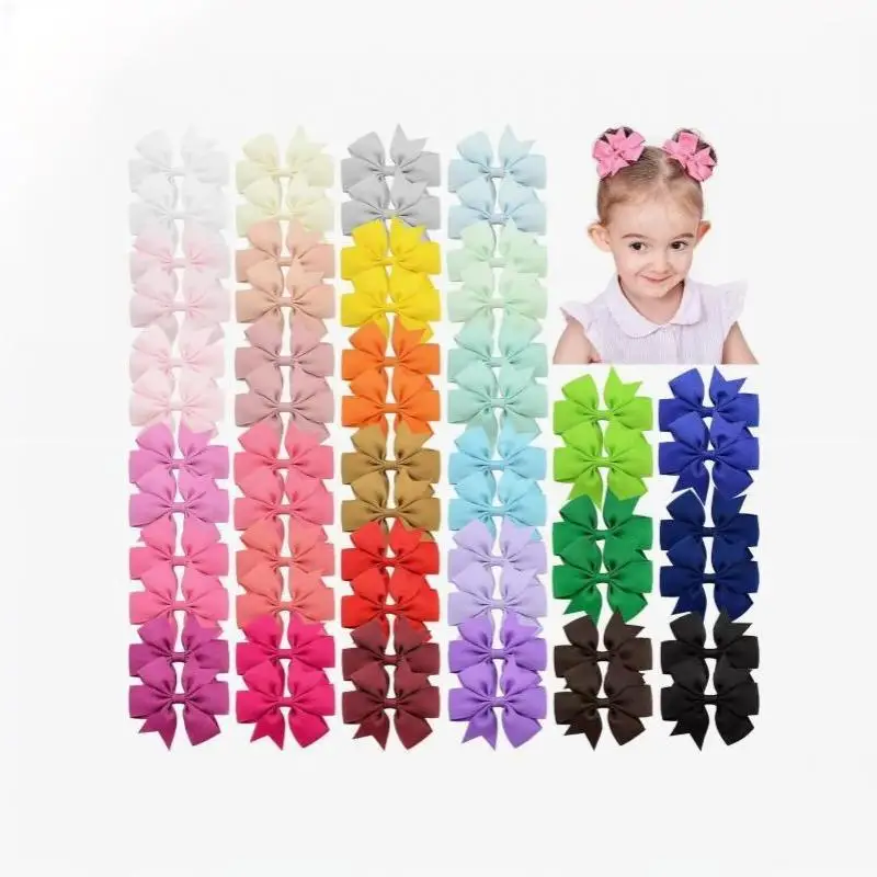 20/40/60 Stück Haaraccessoires Ripsband-Schleifen Haarspangen-Set für Mädchen Zufällige Farbe Schleifen-Haarspangen Kopfbedeckung – Detail 9