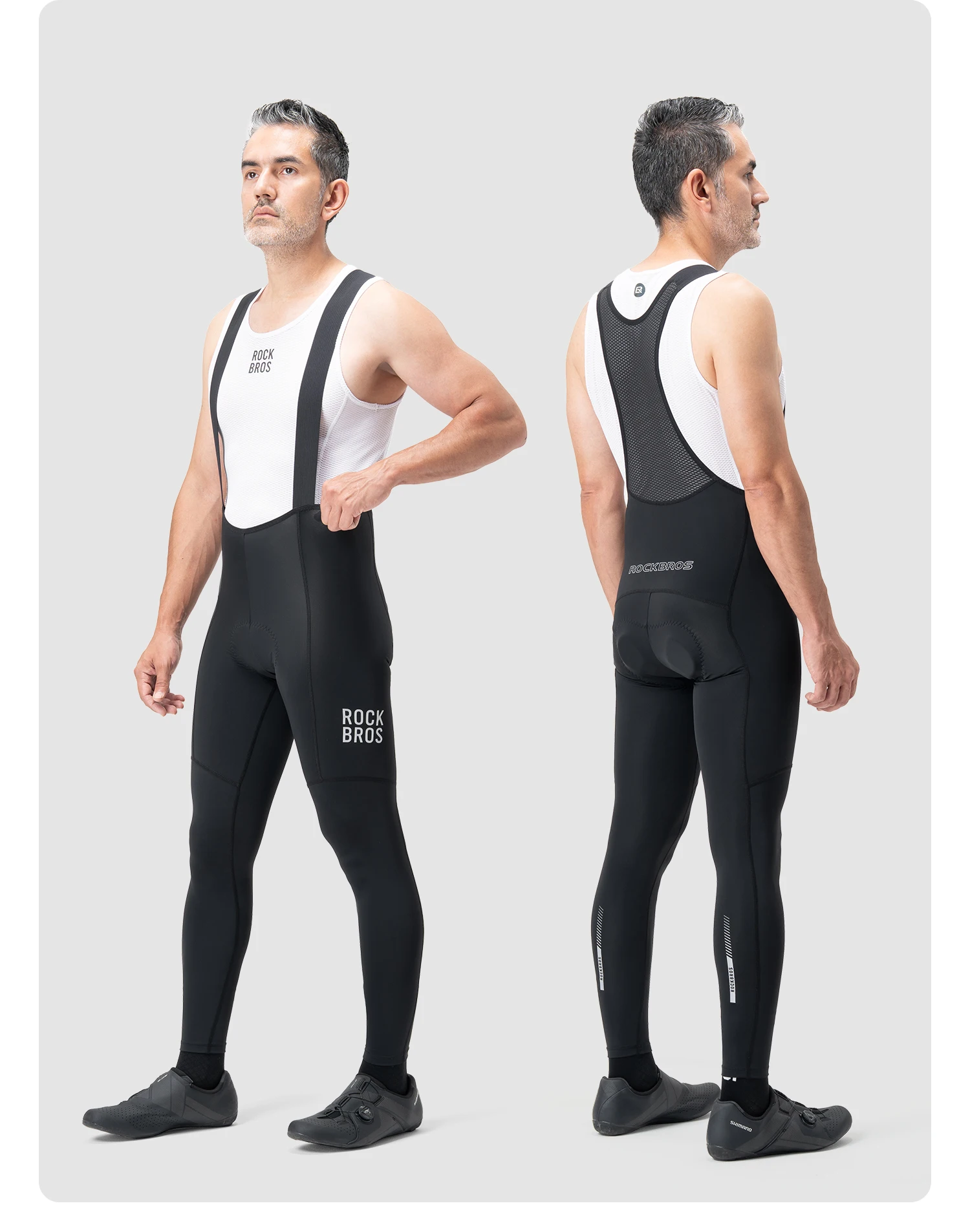 ROCKBROS Fahrrad-Latzhose, hochelastisch, bequem, Herren-Fahrradhose, Outdoor, schnelltrocknend, atmungsaktiv, reflektierende Latzhose – Detail 11