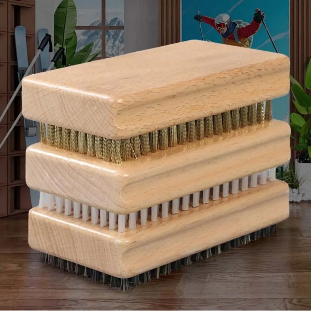 

Щетка для воскования лыж с деревянной ручкой, щетка для удаления воска из конского волоса, щетка для чистки сноубордов, латунная/нейлоновая щетка, инструмент для ухода за сноубордом