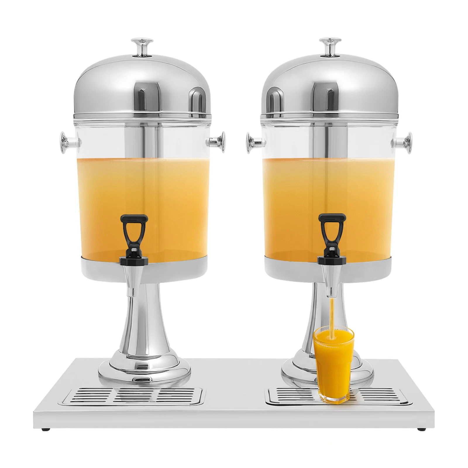 

Drink Dispenser with Ice Core, Drink Dispensers with Two Barrels Beverage Dispenser with Stand & Drip Tray 3.52 Gallon for Party