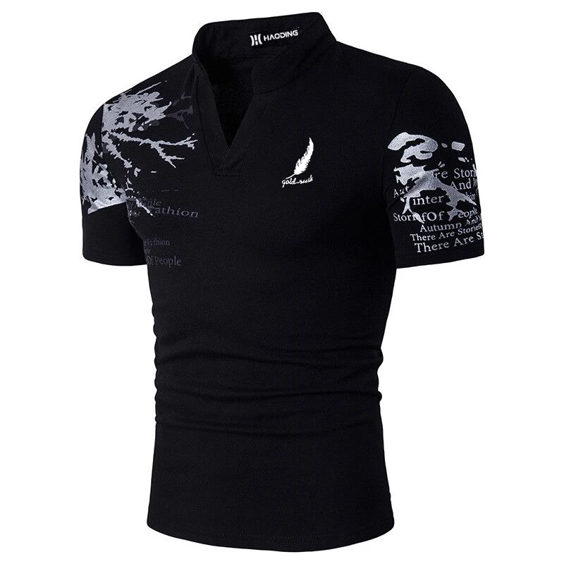 Men Personality Summer Fashion Short Sleeve Sport T Shirt , Men Casual Stand Collar T Shirt .