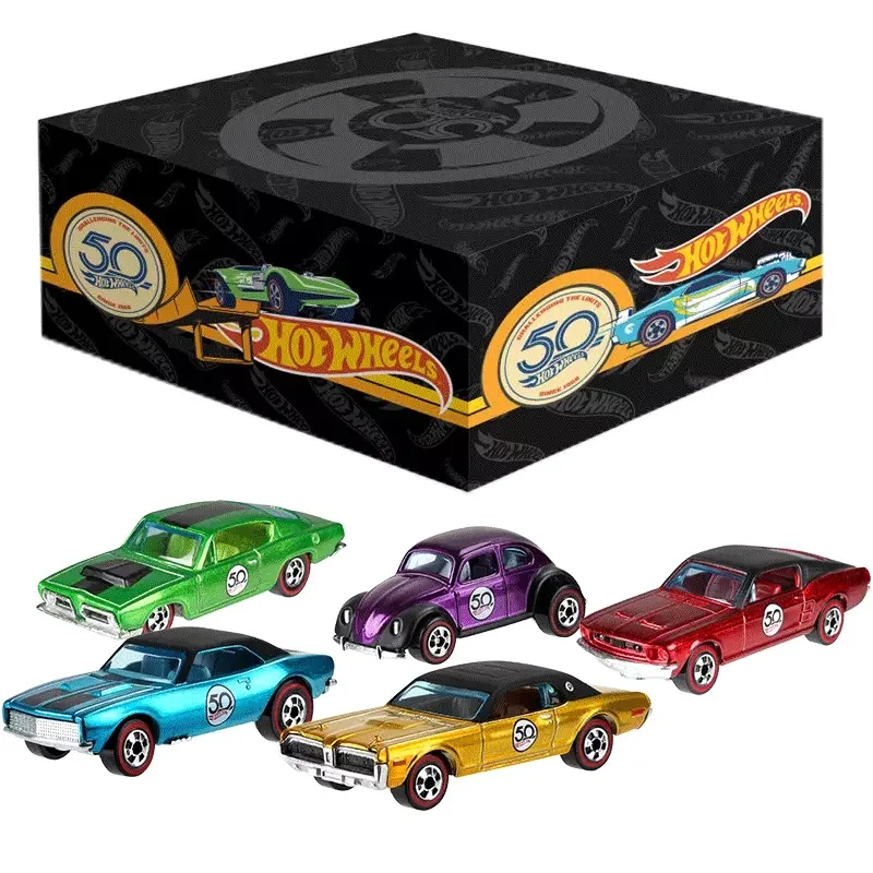 Hot Wheels 50 aniversario edición limitada juguete de modelo de coche de aleación coleccionable con emblema caja de regalo conmemorativa