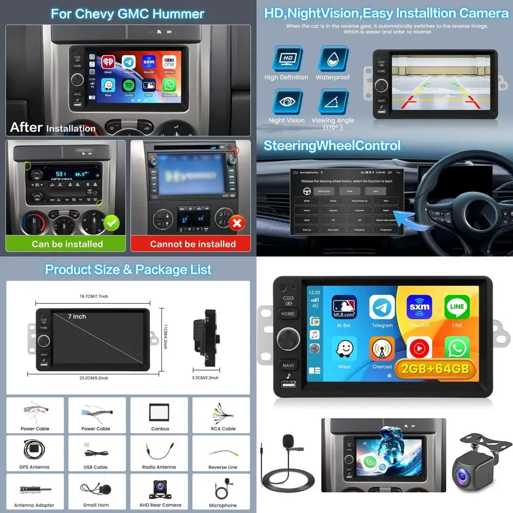 

[2 + 64 ГБ] Автомобильная стереосистема Android 15 для Chevy Chevrolet Silverado SSR Tahoe 2003-2006, GMC Siera Yukon 2003-2006, Hummer 2003-2007 с