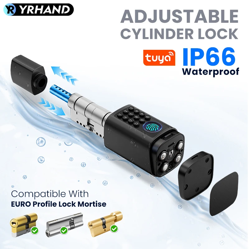 TUYA APP Waterproof Smart Lock IP66 Fingerprint Password Digital RFID Card Cylinder Smart Door Lock For home