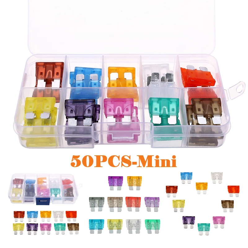 

50PCS Car Fuse Blade Auto Car Truck ATC Fuse Blade 3A 5A 7.5A 10A 15A 20A 25A 30A 35A 40A Power-off protection Fuse Assortment