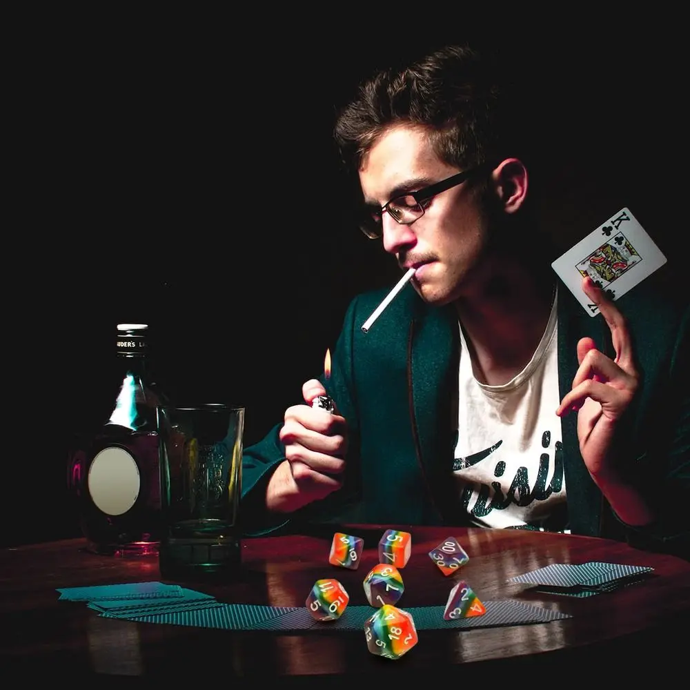 

7pcs/set Multicolor Party Supplies Multifaceted Rainbow Dice Set Board Game Leisure Entertainment Game Accessory