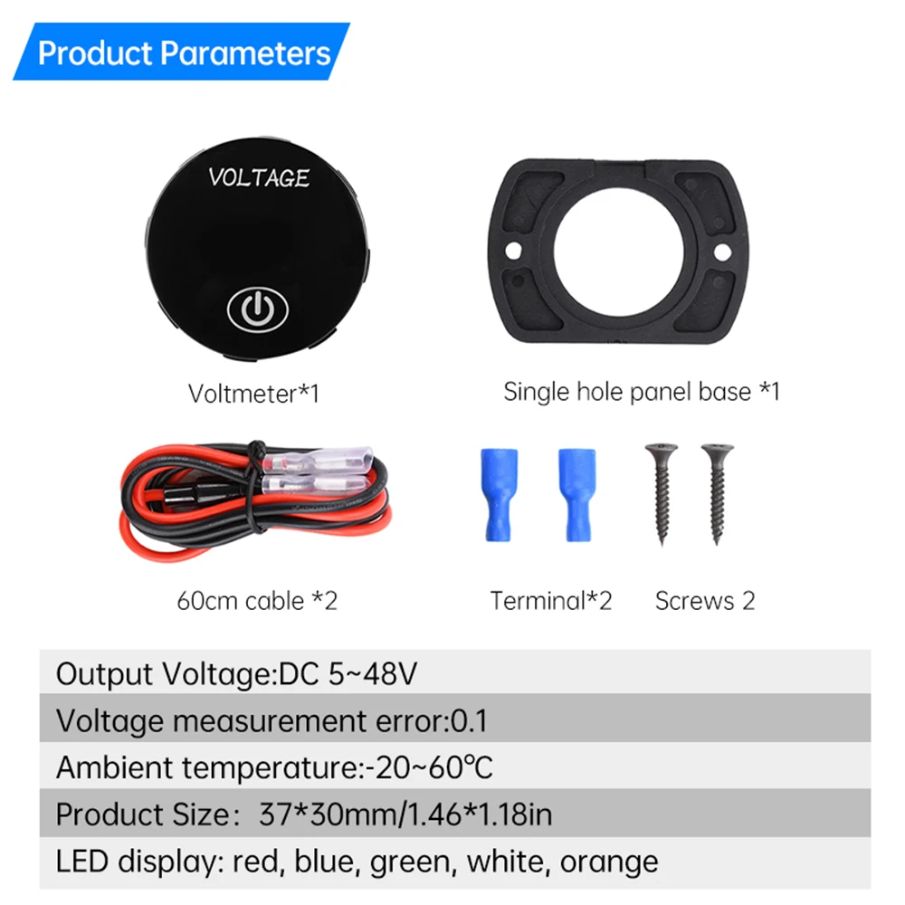 5V-48V LED woltomierz cyfrowy wodoodporny miernik napięcia Tester baterii z cyfrowym panelem dotykowym do samochodu łódź morska