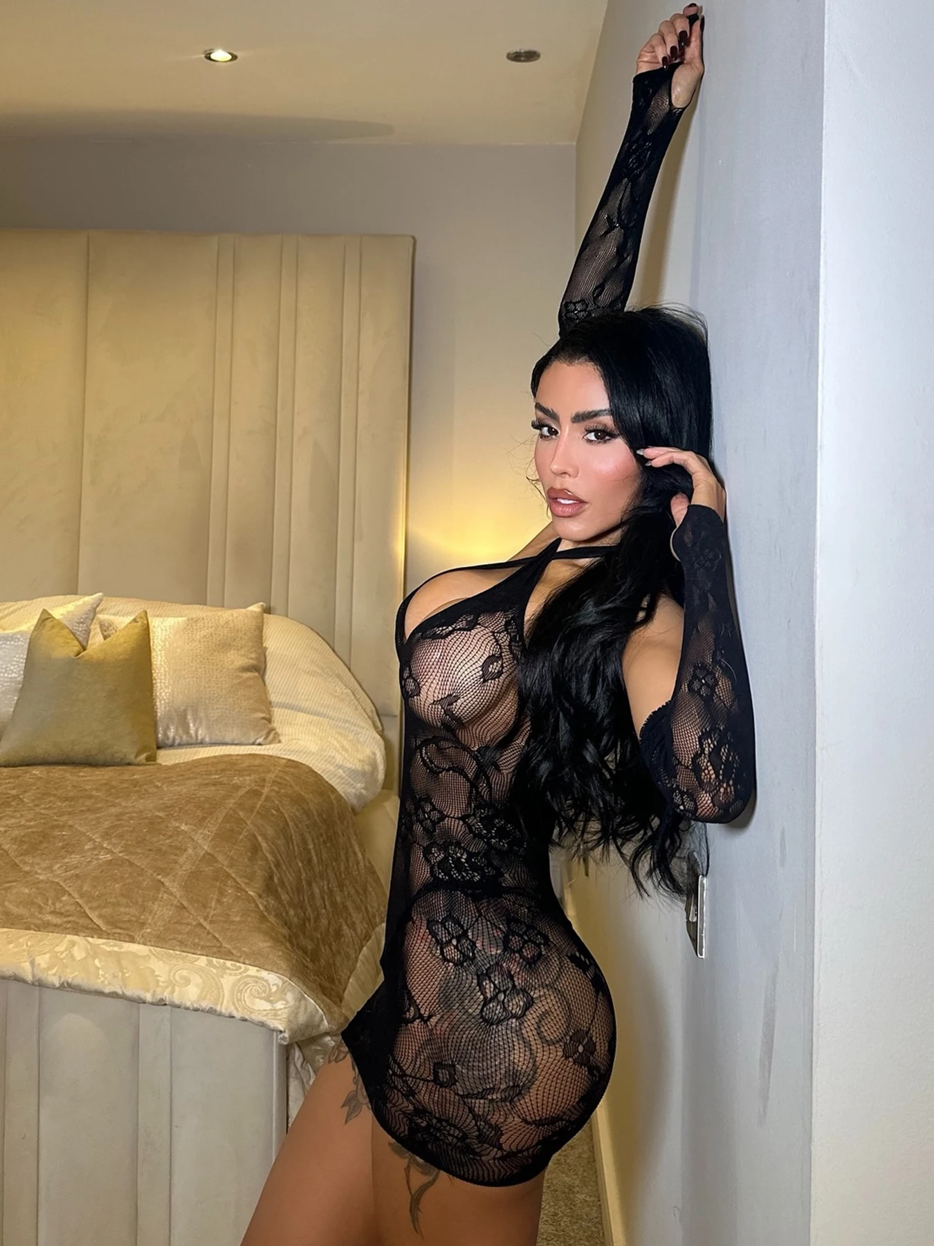 Ellolace الرغبة النقية المثيرة فستان الدانتيل مثير Dames الكبار الدانتيل شبكة بيبي دول Onlyfans الملابس الغريبة انظر من خلال الاباحية دمية جنسية