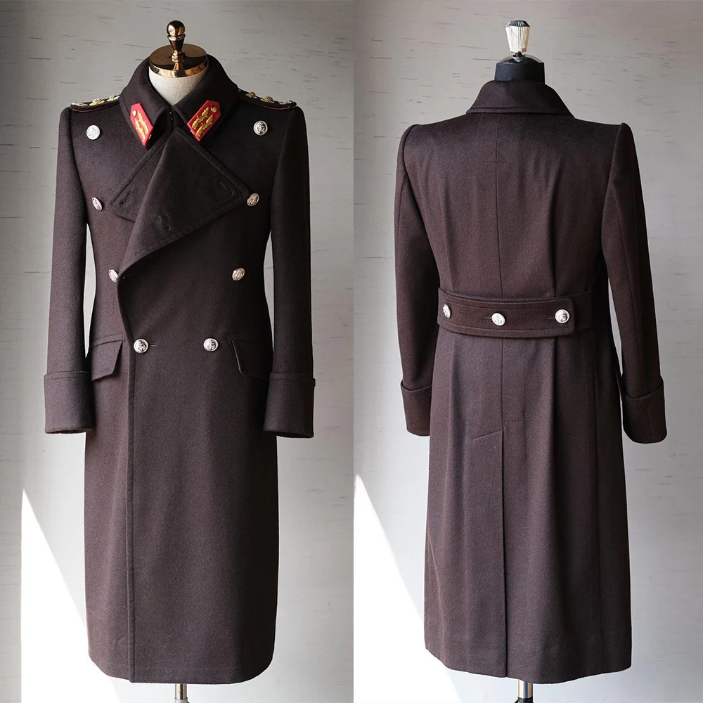 Windproof Stand Collar Men Woolen Coat Double Breasted Plus Size Overcoat Big Lapel Customized Winter Tweed Pocket Jacket