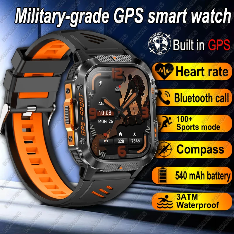 

Military-grade GPS Smart Watch Men 3ATM Waterproof Compass Built-in GPS Heart rate Bluetooth Call Sports Smart Watch For Xiaomi
