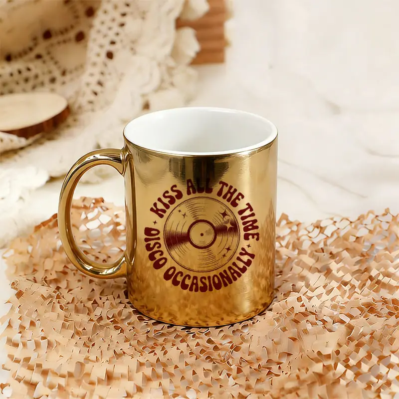 11oz Kiss All The Time. Disco Occasionally Coffee Mug - Perfect Gift for Anniversaries Album Merch Tour Gift Electroplated Cups