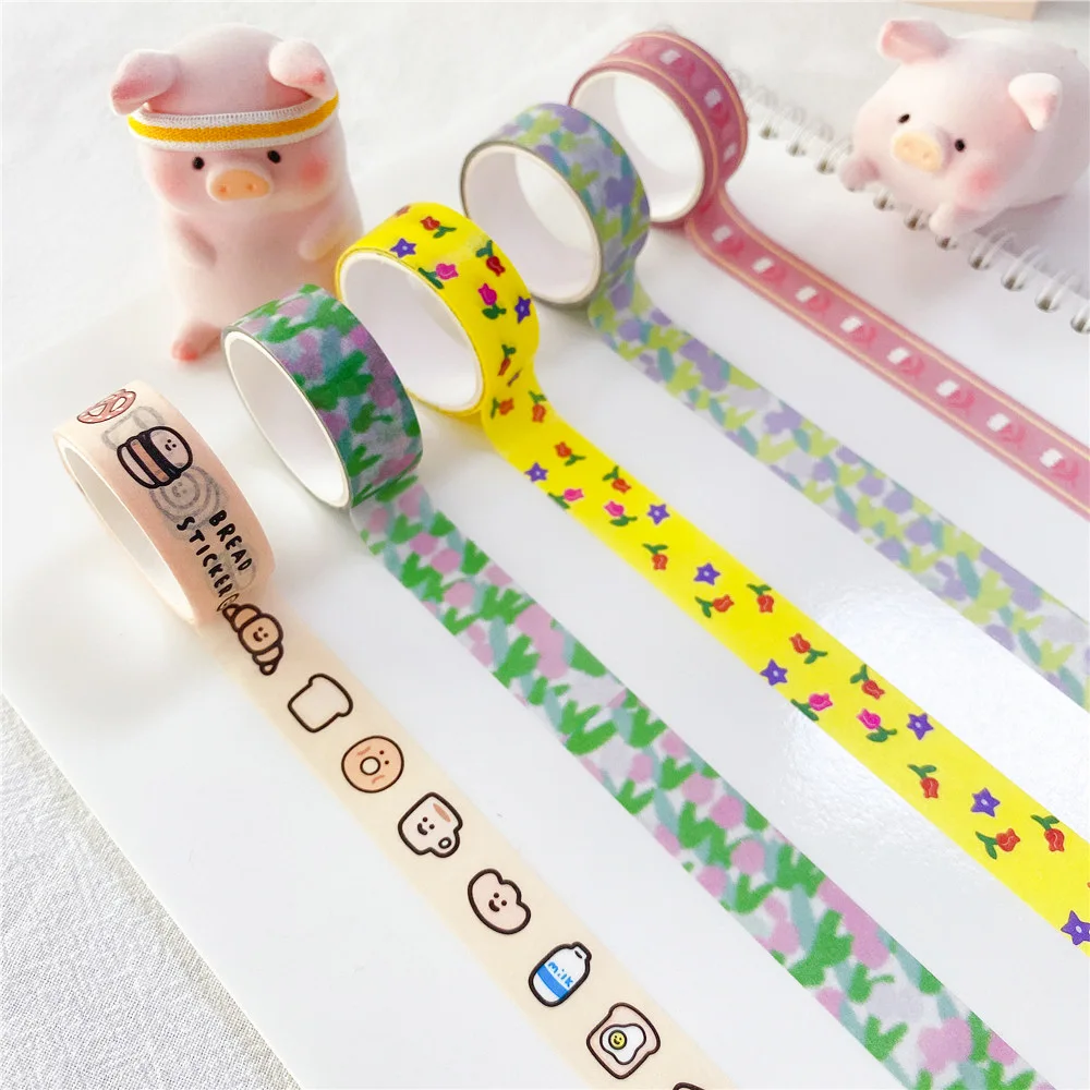 Korean tulip lattice and paper tape DIY hand-tent sticker wall decoration sticker hand-torn sticker adhesive paper roll