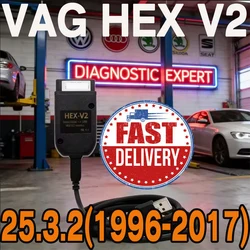 2026 OBDII Cable VCDS Interface VAG HEX V2 25.3.2 USB Interface FOR VW AUDI Skoda Seat ATMEGA162 Vag com VCDS Multilingual TOOL