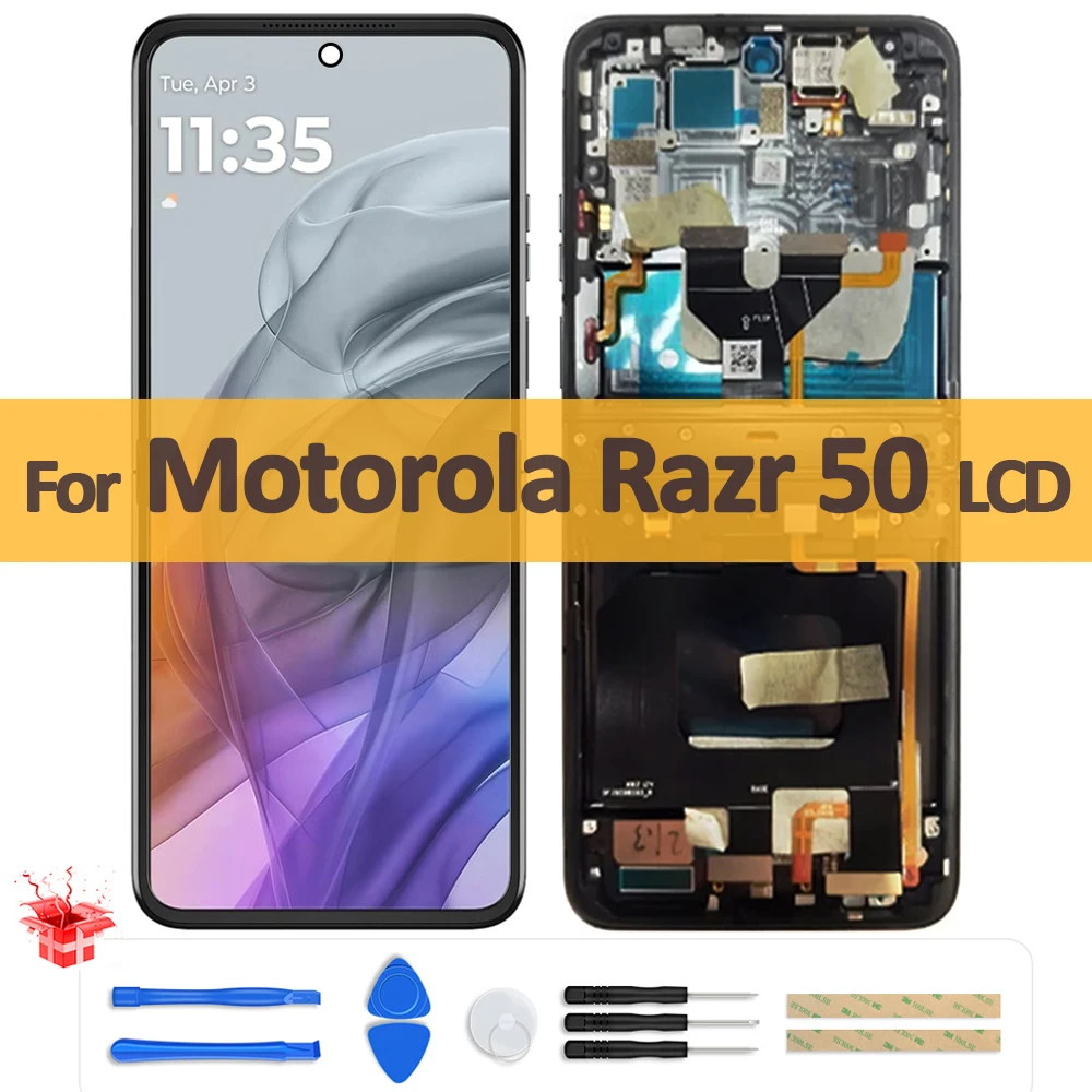 

6.9" Original AMOLED For Motorola Razr 50 Razr50 LCD Display Touch Screen Digitizer Assembly For Moto Razr 2024 Foldable Screen