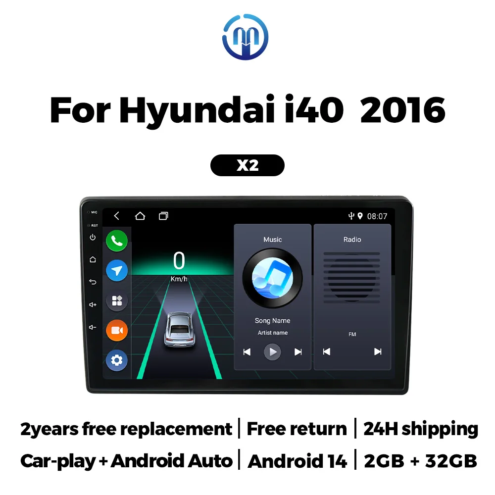 MEKEDE 2Din Android 14 Car Radio Stereo For Hyundai i40 2011 2012 - 2019 Carplay Auto Multimedia Player GPS Video Head Unit