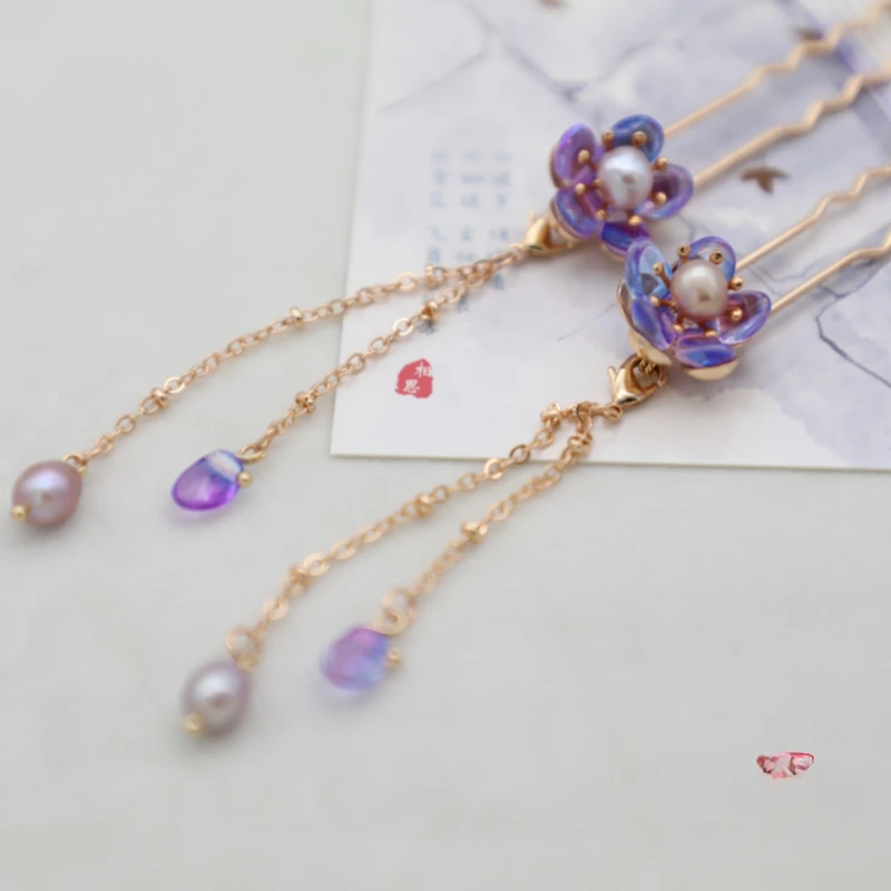 

*Pearl tassel Hanfu accessories embellished with hairpins, daily antique children's headwear