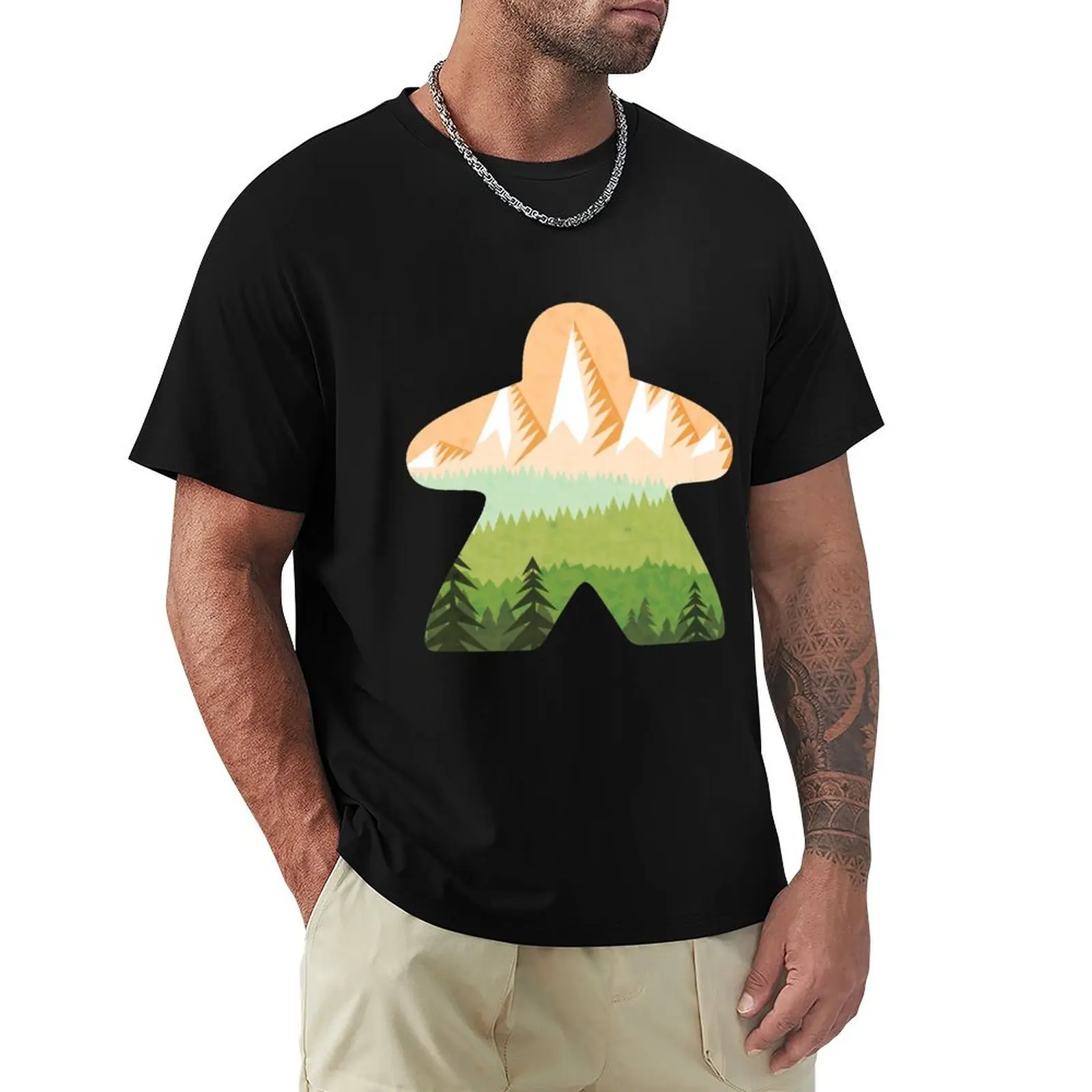 Mountain Adventure Meeple Board Game Scene T-Shirt Street Style Casual Tee Shirt