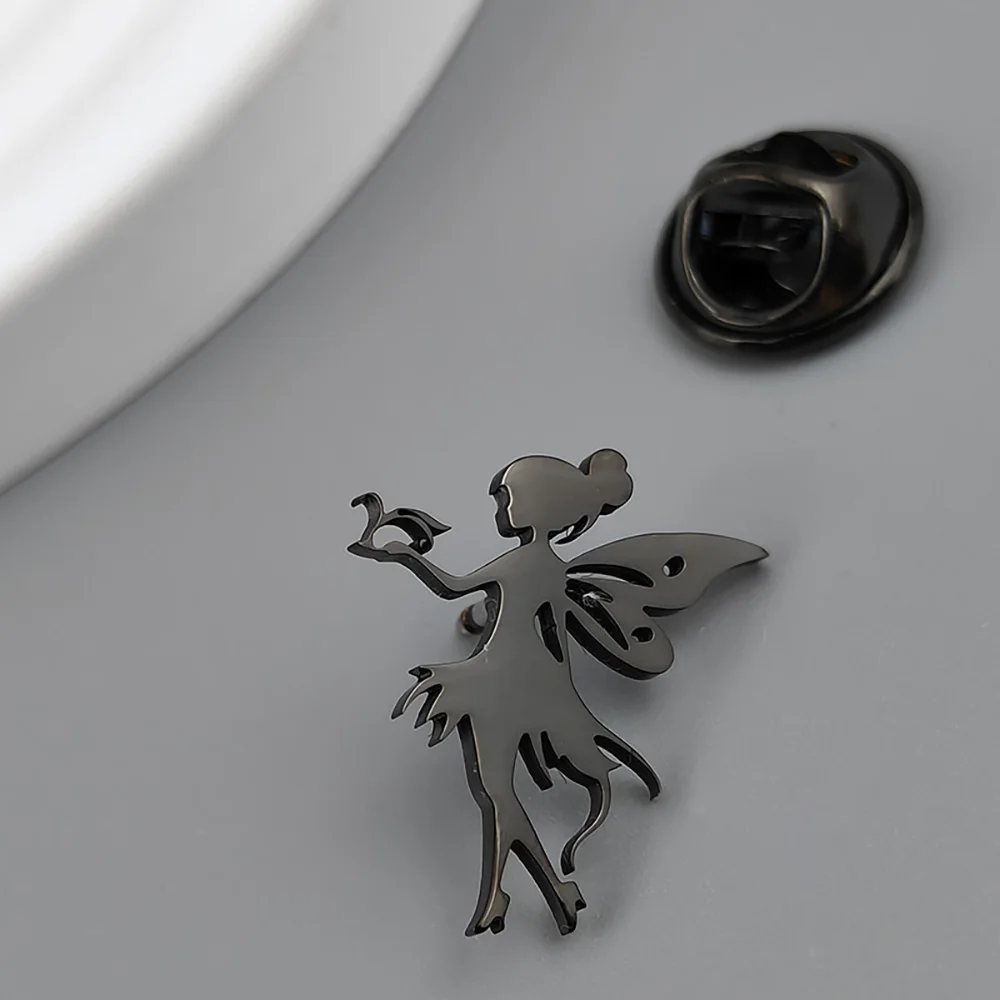 Luxury Stainless Steel Wings Fairy Brooch Elegant Butterfly Ballet Dancer Pins Creative Clothing Accessories Gifts image 4