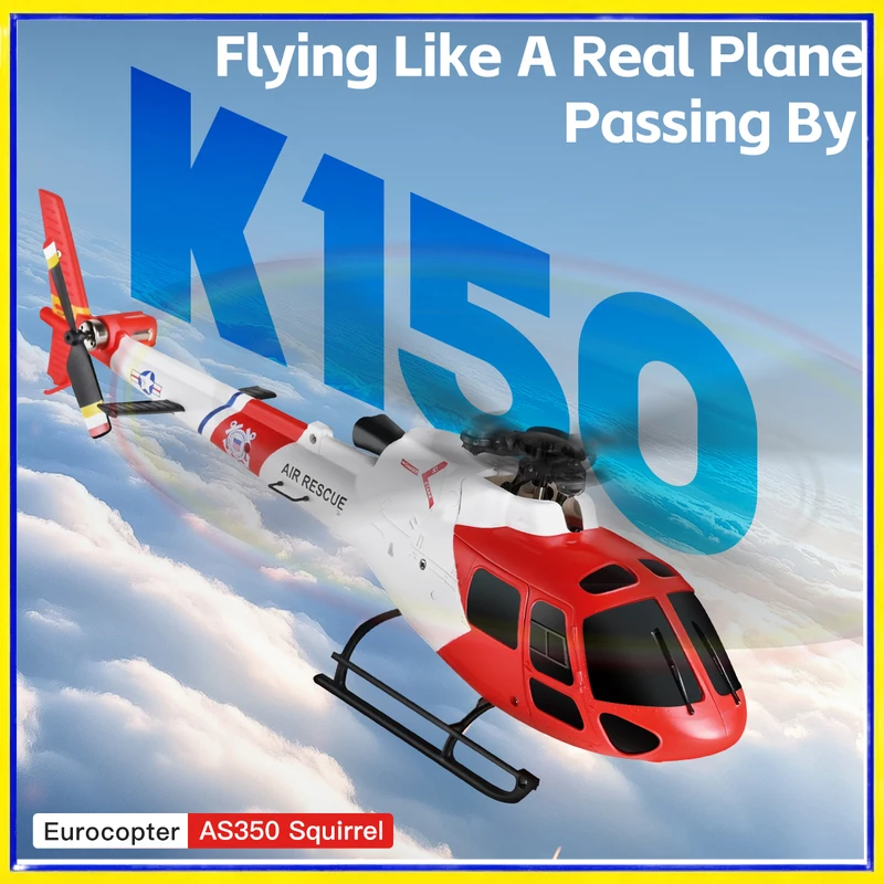 

Wltoys K150 AS350 Squirrel RC Helicopter 4 Channel 3 Blade Aileronless Brushless Optical Flow Positioning For Adult Kids Hobby