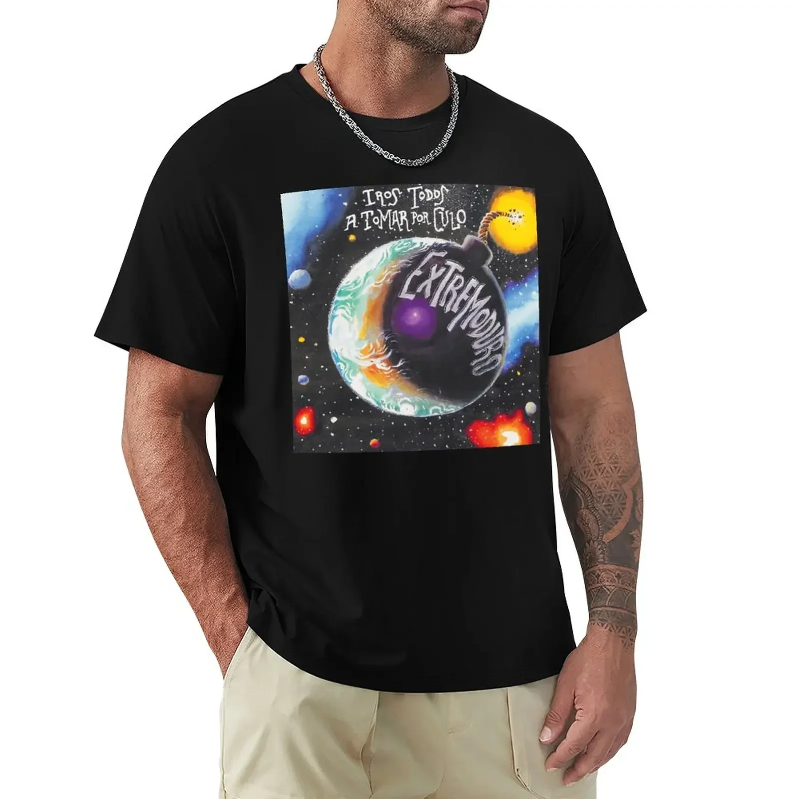 

Universe Galaxy Printed T-shirt Men's Summer 100% Cotton American Fitness Fashion T-shirt Breathable O-neck Short-sleeved Top