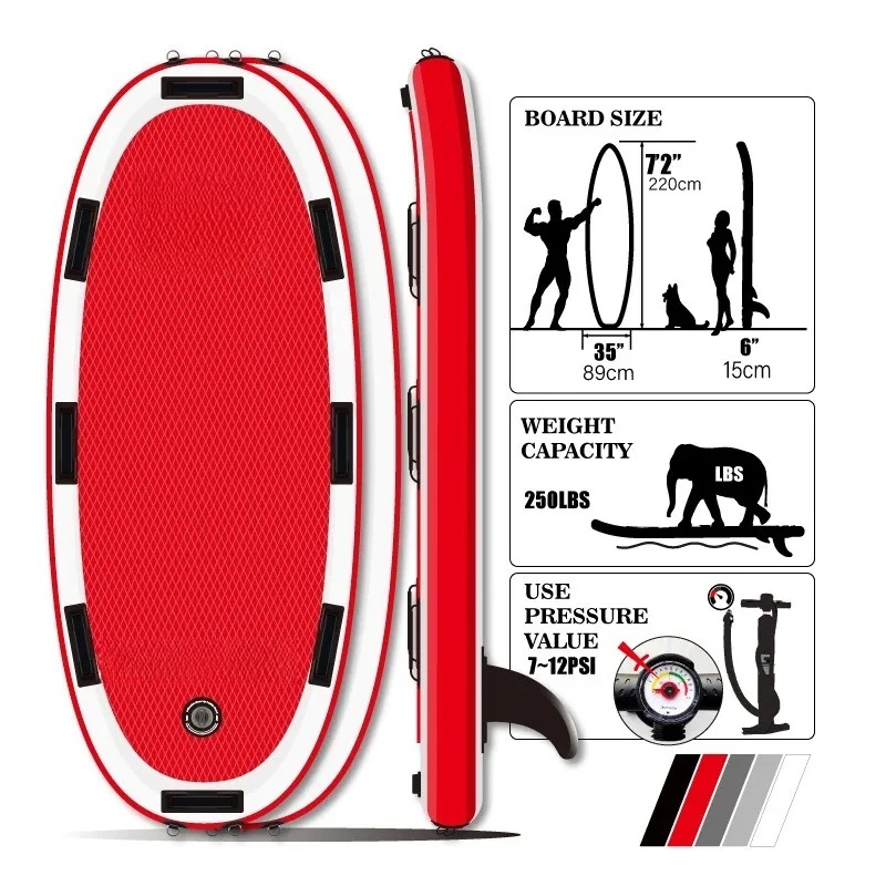 Inflatable Rescue Float Board 168cm, PVC Water Rescue Mat for Fire/Surf/Drift, Speedboat Towing Raft