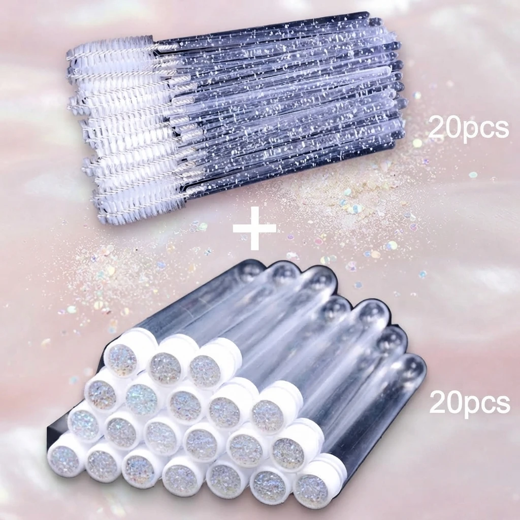 20-teiliges Wimpernbürsten-Set mit Behältern, staubdichter Tube, wiederverwendbare Wimpern-Mascara-Bürsten, austauschbare Make-up-Applikator-Werkzeuge