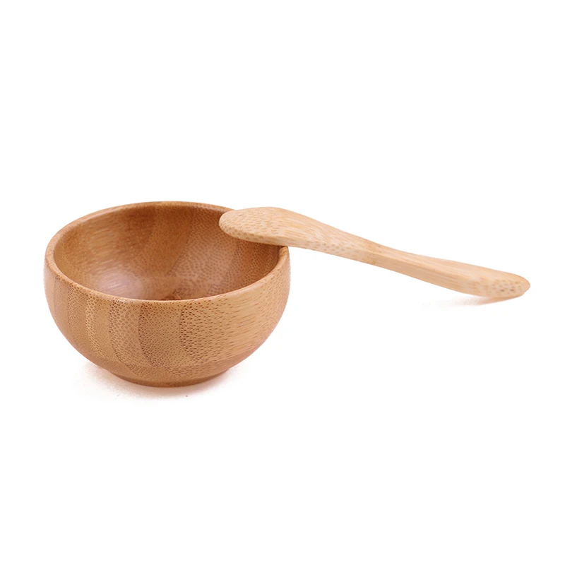 Natural Eco-Friendly Bamboo Wooden Bowl & Spoon Sets Facial Mask Diy Tool Kit Women's Skin Care Supplies