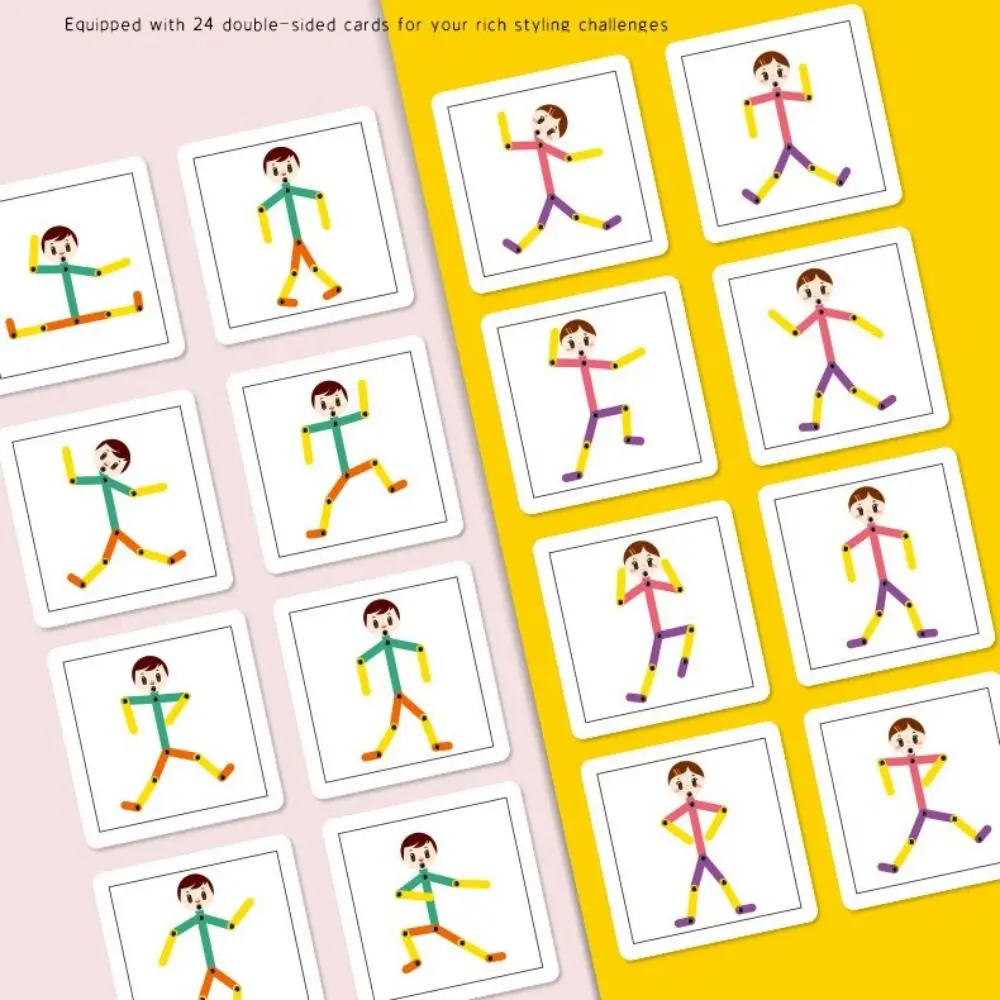 Jeu Montessori Matchstick Man Toy Card, Cartes de pose assorties, Entraînement moteur fin, Cadeaux en papier en bois