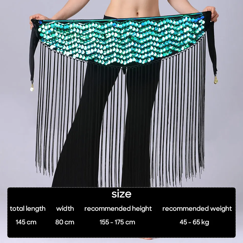Wavy Long Tassel Hip Scarf Waist Chain For Belly Dance Waist Decoration Dynamic Adult Women Performance Practice Accessories