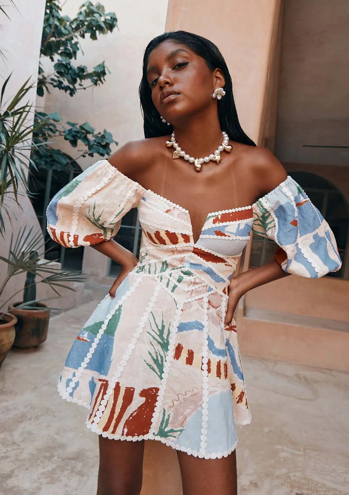 Drunk Sugar Off Shoulder Printed Elegant Lace Trim Positioning Floral Women European American Fashion Party Daily Midi Dresses