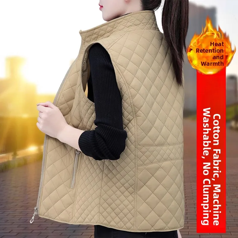 Women's Cotton Vest Spring Autumn Mommy Sle 2023 New Winter Outerwear Large Size Ladies Jaet Top Zipper Closure  Color