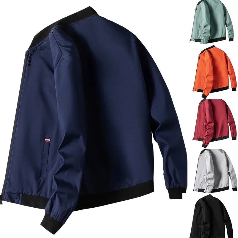 Chaqueta de M-4XL para hombre, uniforme de béisbol fino de manga larga, chaqueta de ciclismo a prueba de viento, chaqueta informal con cremallera