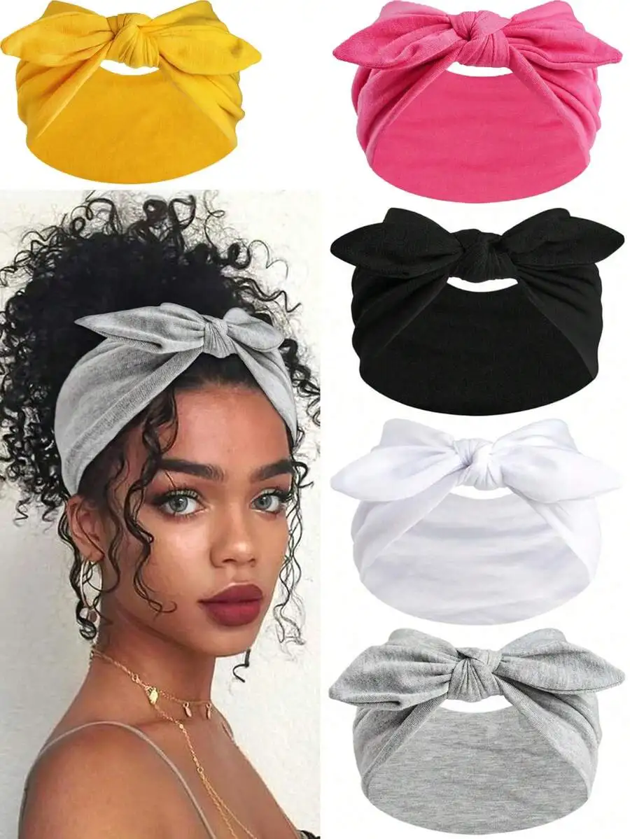 

Women's Boho Bow Knot Rabbit Ear Headband Solid Color Elastic Hair Band Casual Fashion Polyester All Season