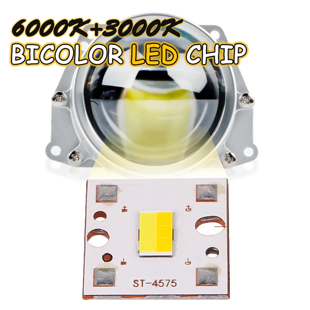 BIcolor CSP4575 LED Chip Car Light Source Repair BiLed Projector Lens Hi Lo Beam Chip 6000K 4300K 3500K 50W Moto Headlight Refit