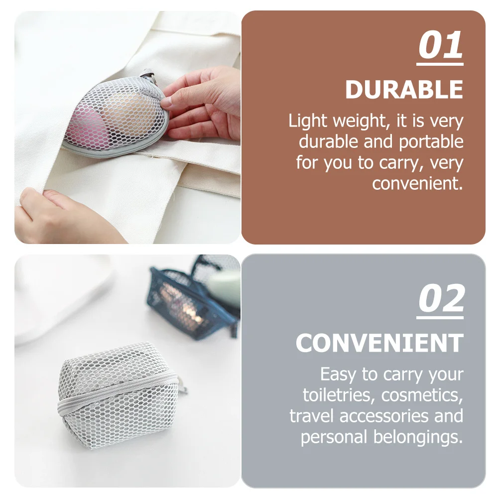 Durable Lightweight Mesh Makeup Bag Portable Travel Toiletry Organizer Multifunctional Pouch Practical Simple Design