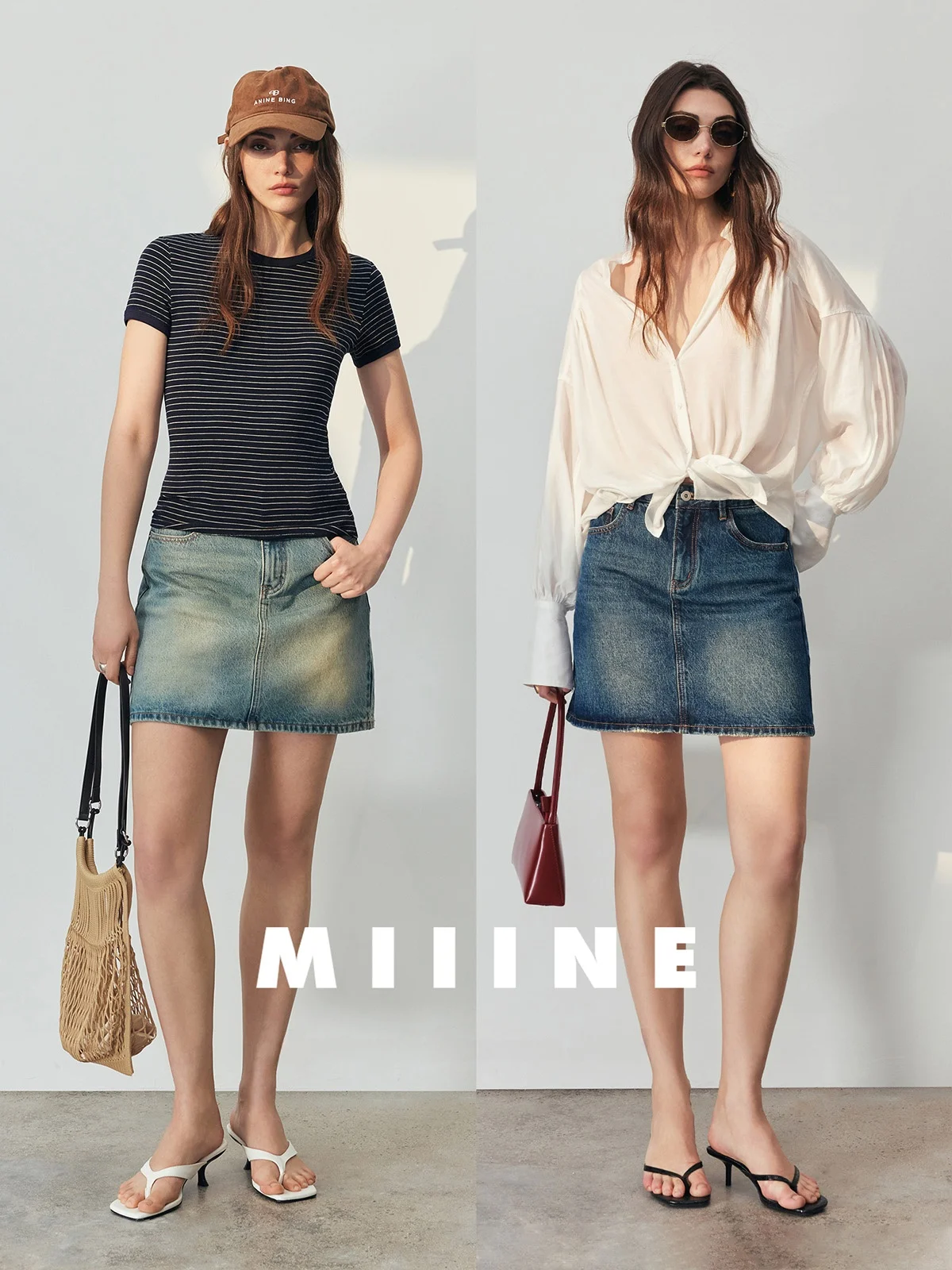 

Ретро-юбка MIIINE из денима с высокой талией, повседневная, А-силуэт, для женщин, летняя, из хлопка, приталенная