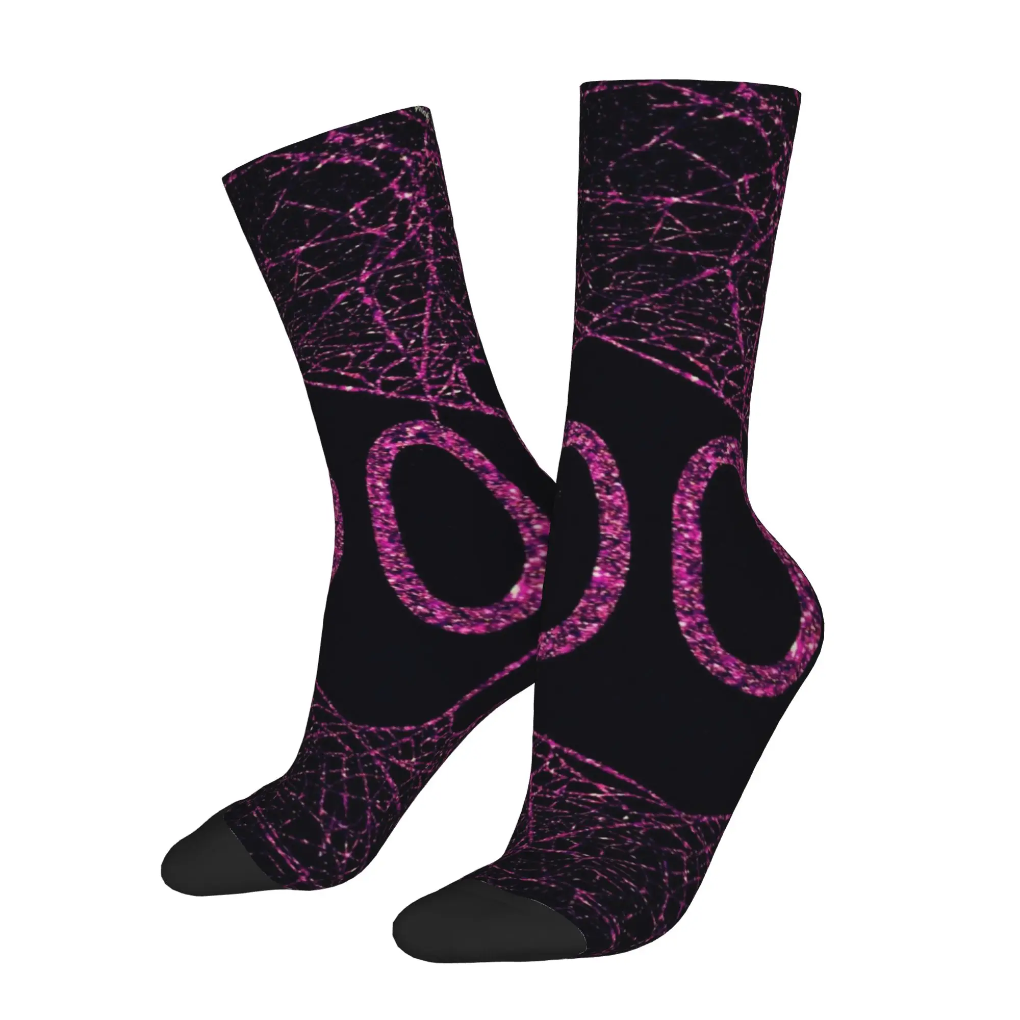 1 Pair Funny Sock  Purple Glitter Boo Halloween Texture Hip Hop Seamless Pattern Printed Men Socks Novelty Men's Socks