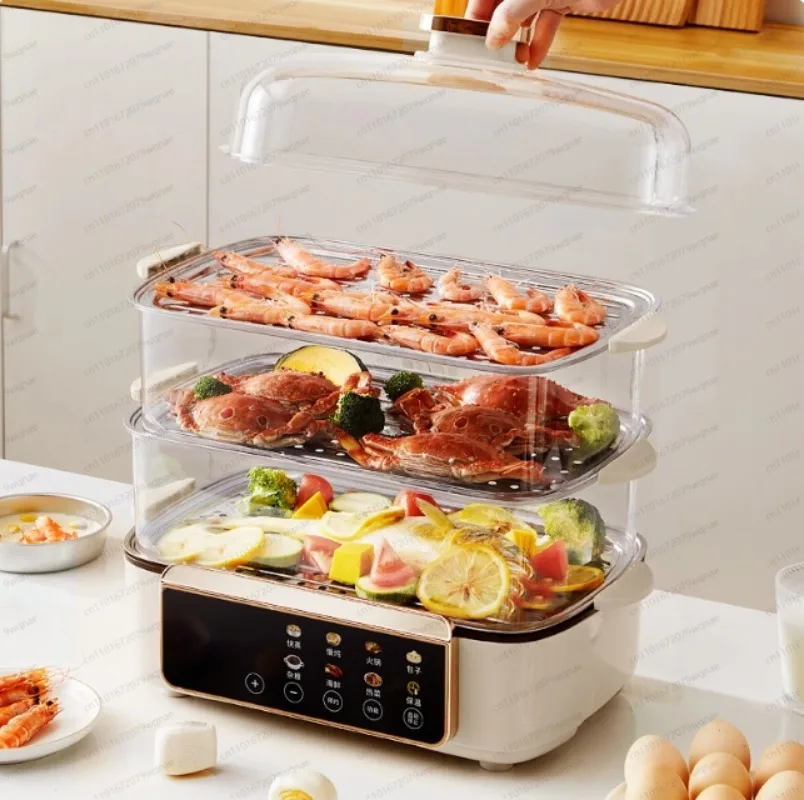 Electric steamer large-capacity cooking integrated household intelligent appointment timing insulation electric steamer