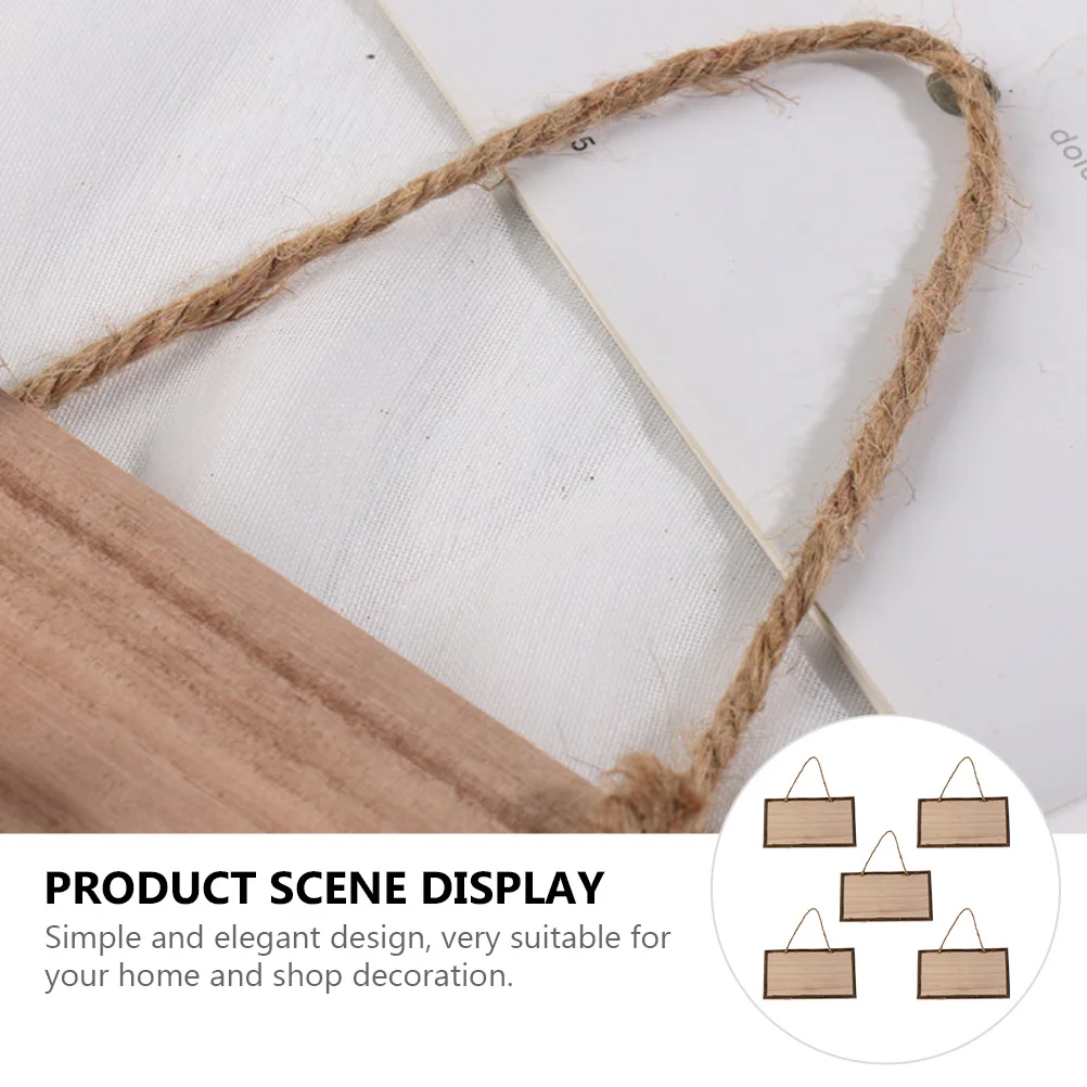 

5pcs Wooden Plaque Hanging Blank Unfinished Diy Wood Sign For Home Shop Wall Art Natural Hemp Rope Handicraft Sewing Tool