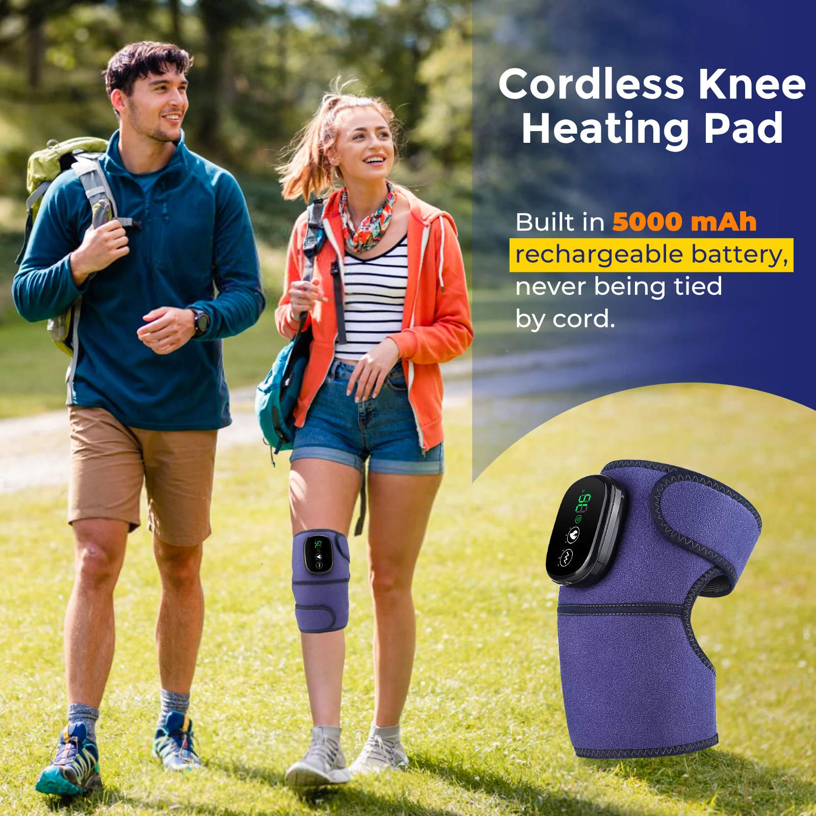 Elektrische Verwarming Knie Pad Vibratie Massage Draadloze Ir Knie Temperatuur Massager Thermische Beengewricht Ondersteuning Bloedcirculatie