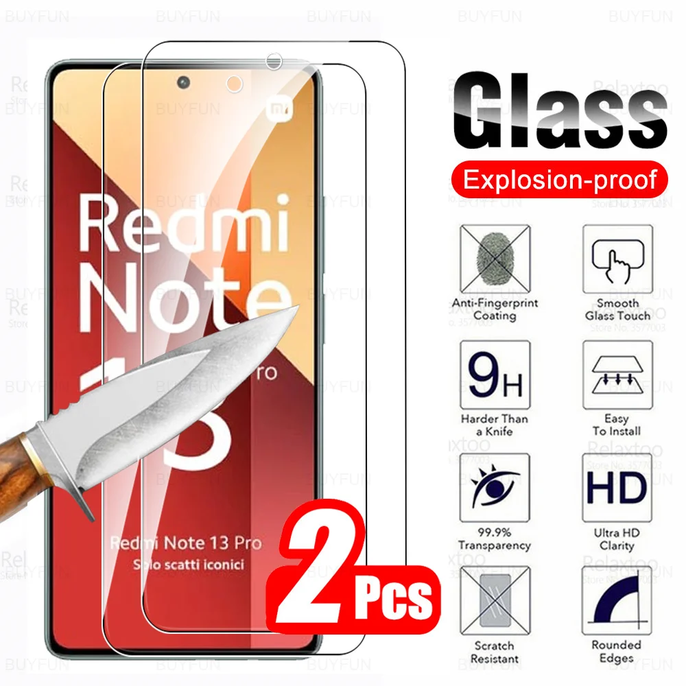 For Redmi Note 13 Pro 4G Glass 2Pcs Tempered Glass For Xiaomi Redmi Note 13 Pro 5G Note13 13Pro Note13Pro Phone Screen Protector