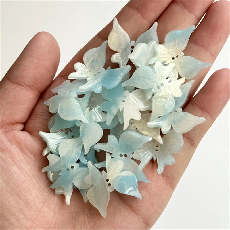 100 Pieces/Lot New Resin Acetic Acid 3D Acrylic Butterfly Beads Charm Connectors DIY Hair Earrings Jewelry Findings Accessories