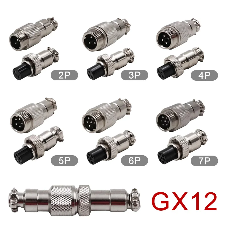 

5/20PCS GX12 Connector 2/3/4/5/6/7 Pin Aviation Socket Plug Docking Connector Male Female Circular Connector 12mm