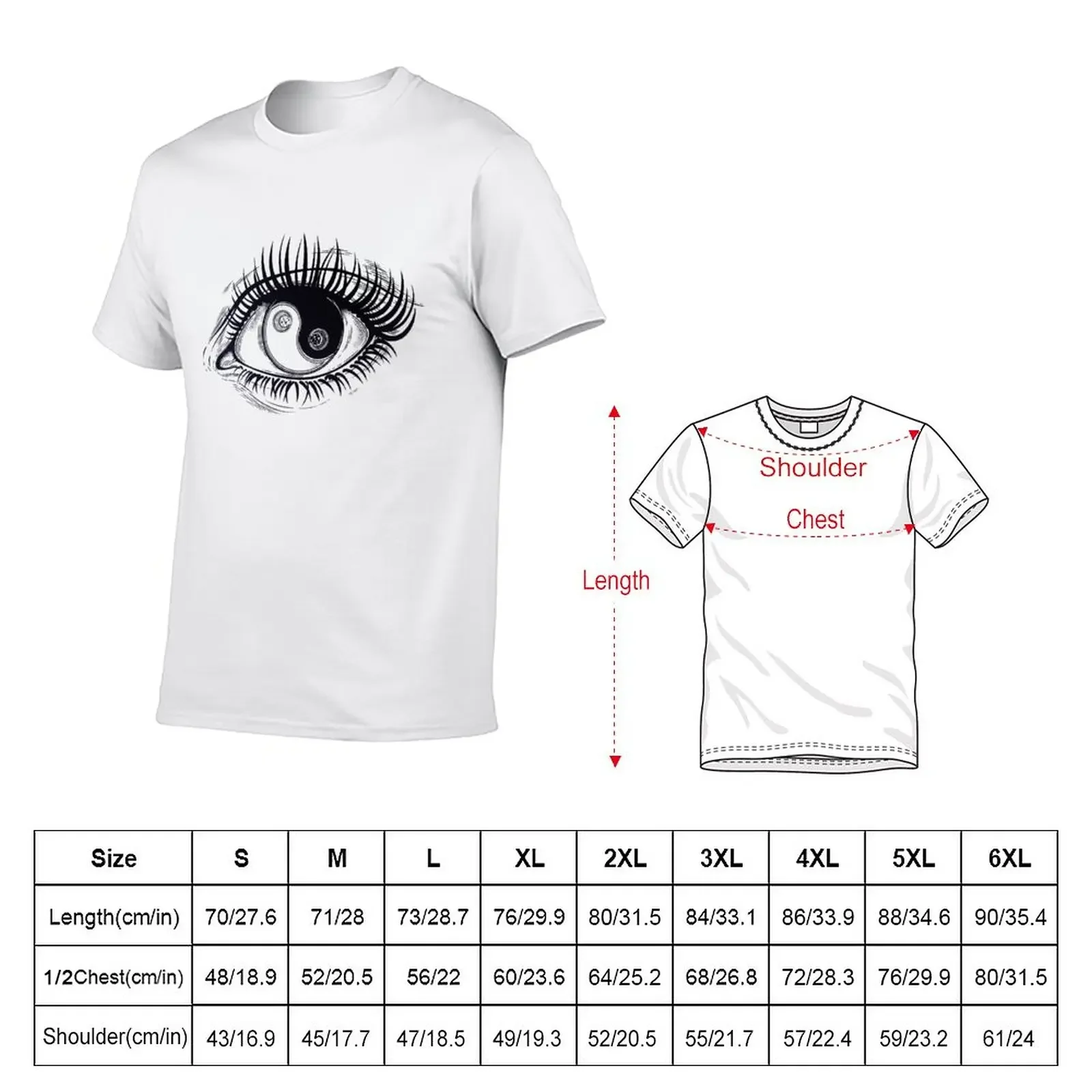 Eye of a human girl with pupil and iris as Yin and Yang boho symbol. T-Shirt oversized animal prinfor boys Short sleeve tee men