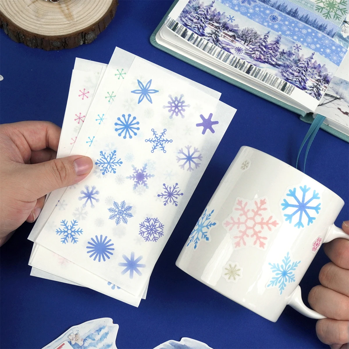 75 ピース/セット、クリスマス雪景色と和紙テープセット、テープと紙カードの組み合わせデザイン、クリスマスの日のシリーズ装飾