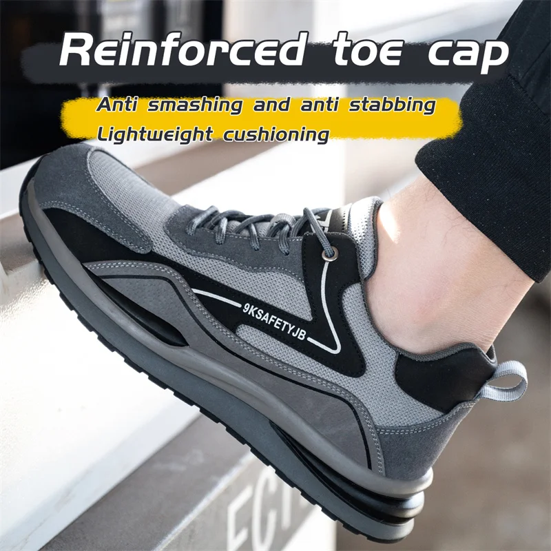 Non-slip Work Safety Boots For Men Steel Toe Cap Protective Shoes Puncture-Proof Work Shoes Sneakers Breathable Safety Shoes