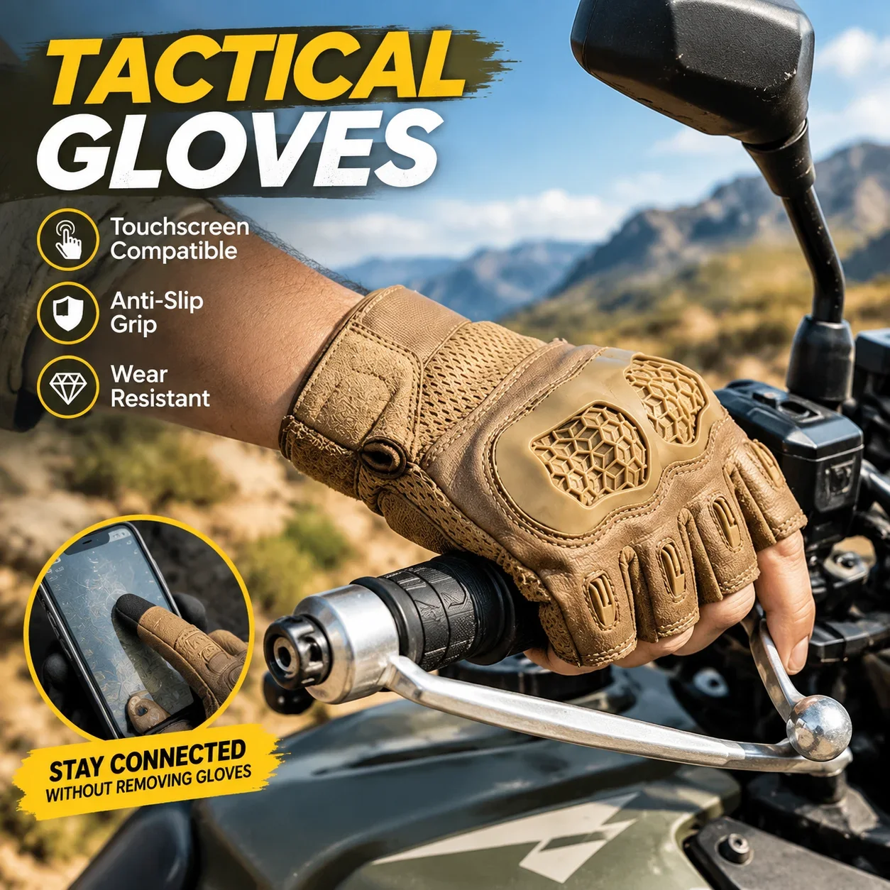 Touchscreen Compatible Tactical Gloves Men Anti-Slip Wear Resistant Combat Protection for CS Game Outdoor Hiking Climbing